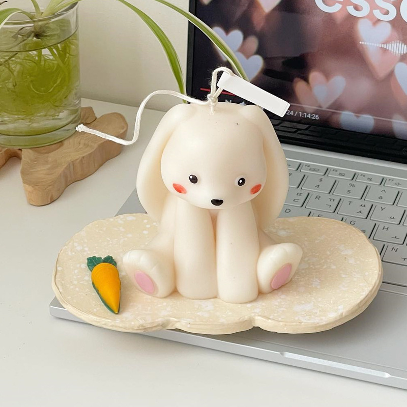 Candle Supplies Store - Oturan tavşan silikon mum kalıp 3D